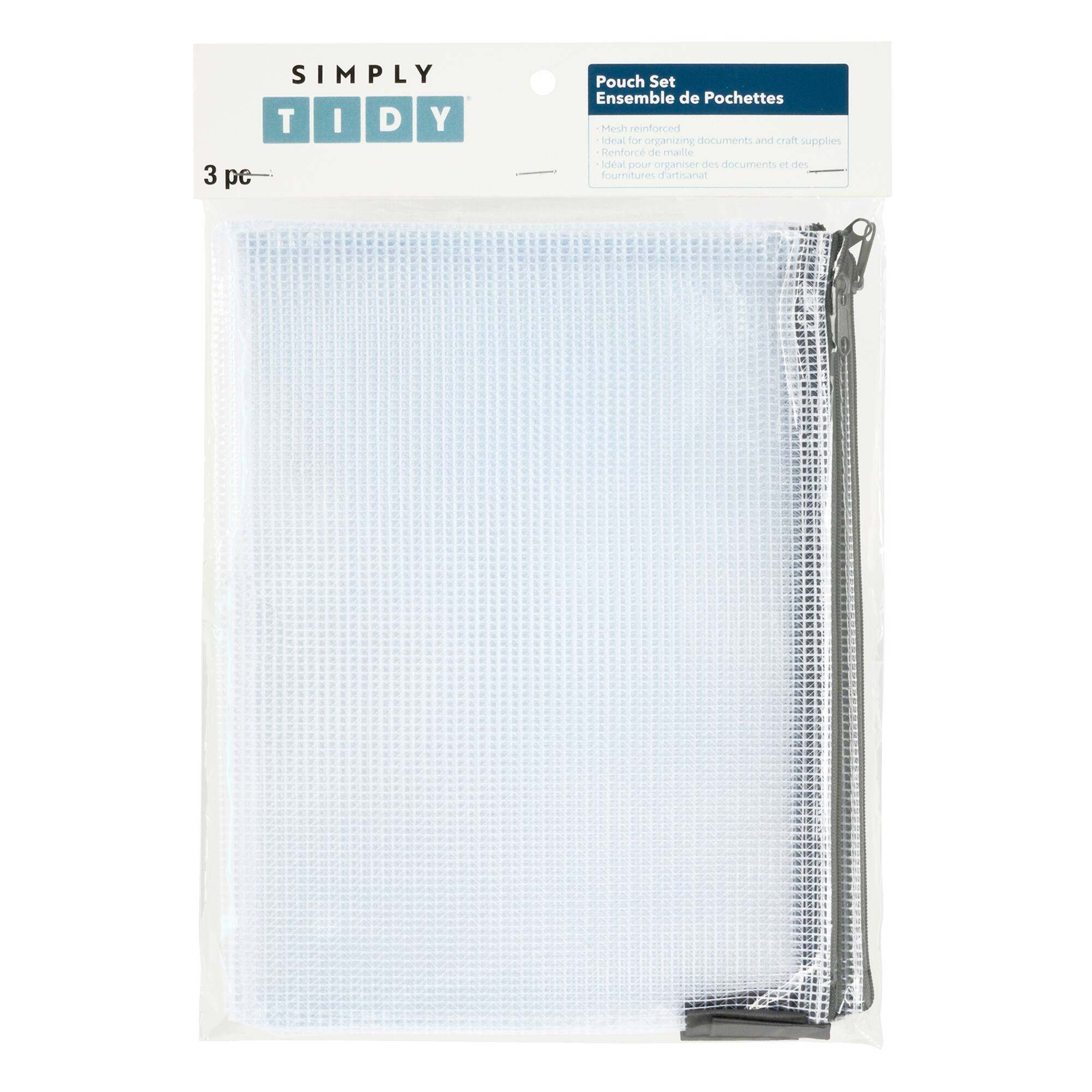 12 Packs: 3 ct. (36 total) 10" Gray Mesh Accessory Zipper Pouches by Simply Tidy®
